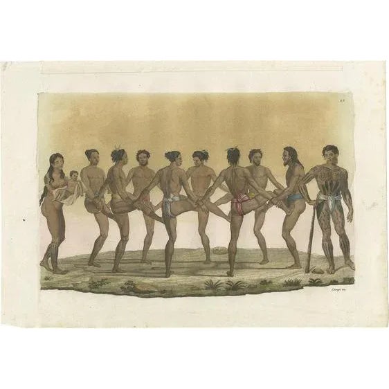 Early 19th Century Ferrario, Dancing Inhabitants of the Caroline Islands, 1831, Print For Sale - Image 5 of 5