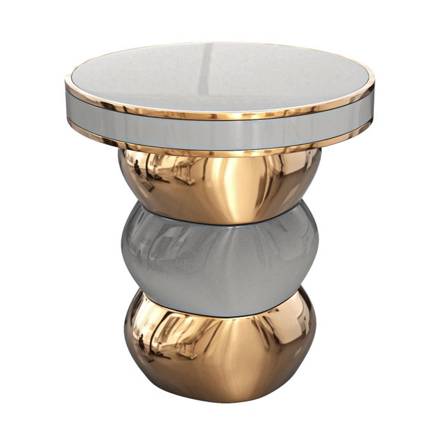 Not Yet Made - Made To Order "Gradino" Side Table With Bronze and Stainless Steel, Handmade For Sale - Image 5 of 8