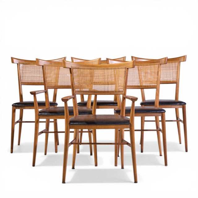 Paul McCobb for Planner Group Mid Century Winchendon Maple and Cane Dining Chairs - Set of 6 Each armless chair measures:...