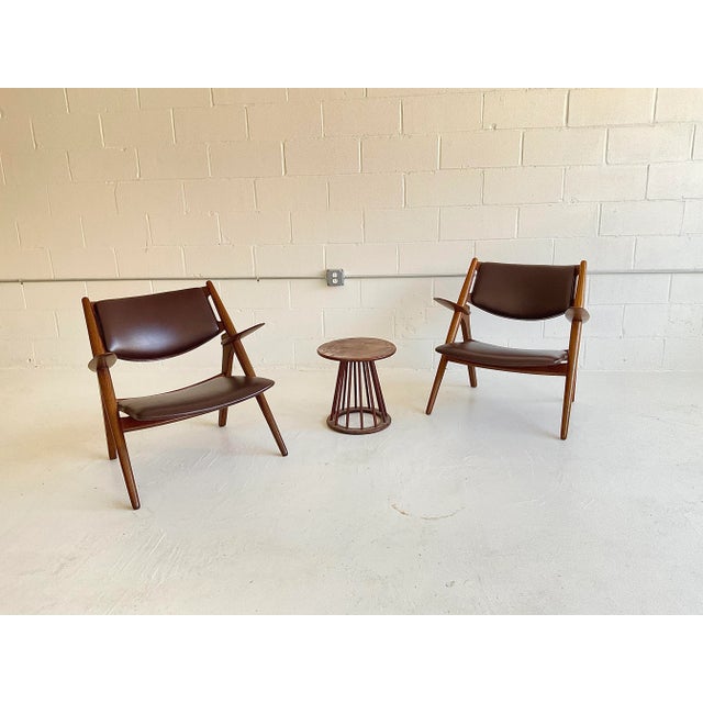 1951 Vintage Hans Wegner Sawbuck Chairs for Carl Hansen Ch28 in Oak & Leather- a Pair For Sale - Image 11 of 12