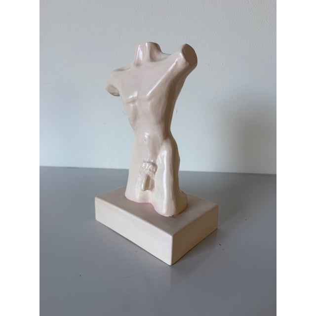 1980s Vintage Margos Male Nude Torso Figurative Ceramic Sculpture For Sale - Image 4 of 12