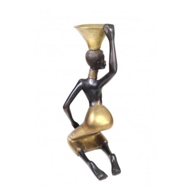Mid-Century Modern Mid-Century Modern Brass Woman Figure Candleholder For Sale - Image 3 of 4