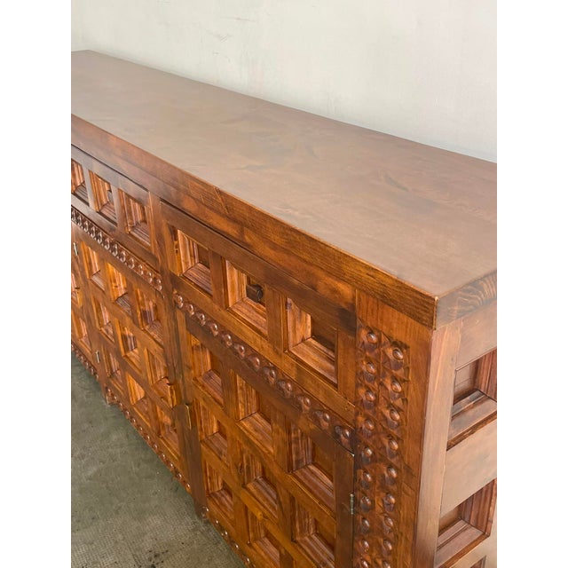 Spanish Pine Brutalist Sideboard, 1960s For Sale - Image 6 of 7