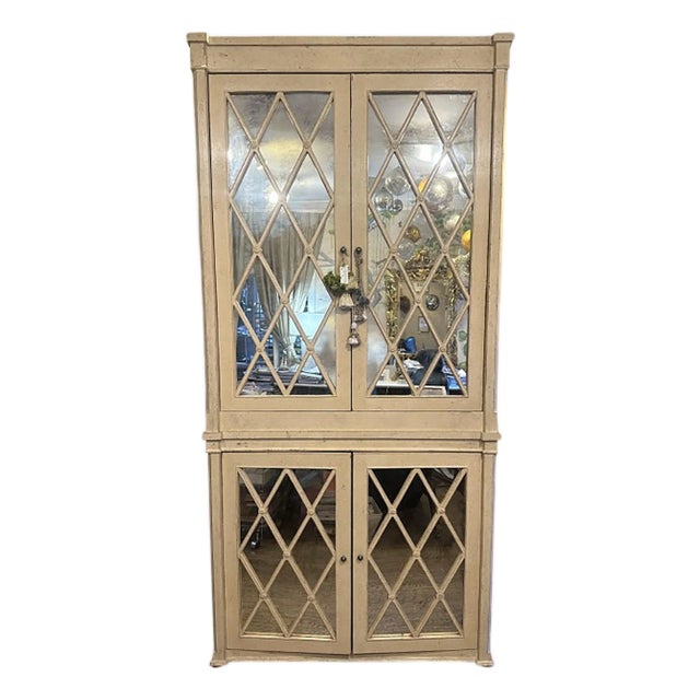 1990s Gueridon Media Armoire with Mirrored Cabinet Doors For Sale
