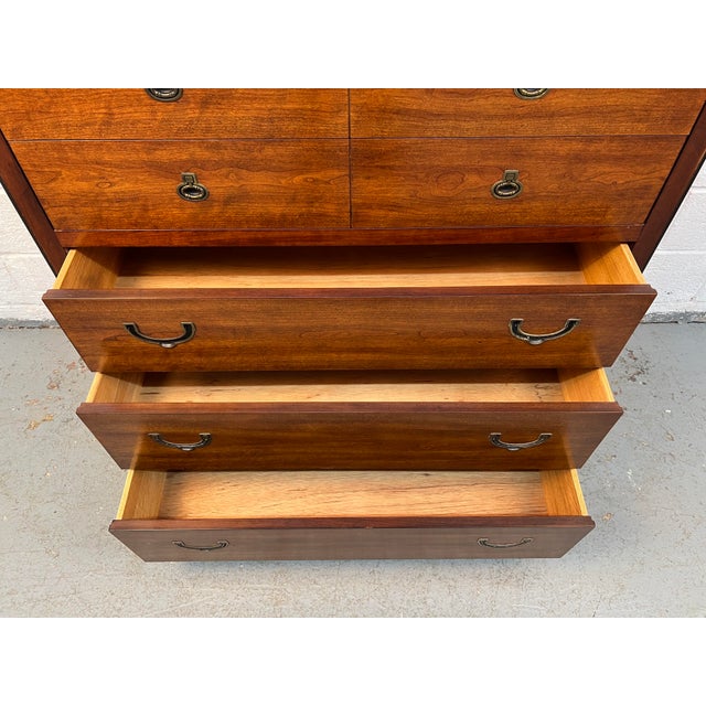 Vintage Campaign Style High-Boy Dresser by Nation Mt. Airy For Sale - Image 14 of 15