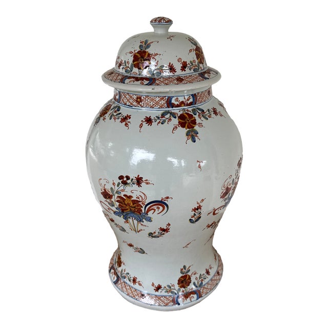 Early 20th Century Monumental Italian Hand Painted Majolica Ginger Jar For Sale