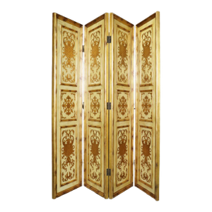 Fine Decorative Arts Gilded Paint Decorated Florentine 4 Panel Dressing Screen