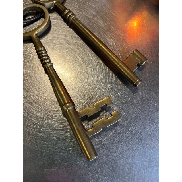 Vintage Brass Set of Skeleton Keys For Sale - Image 9 of 10