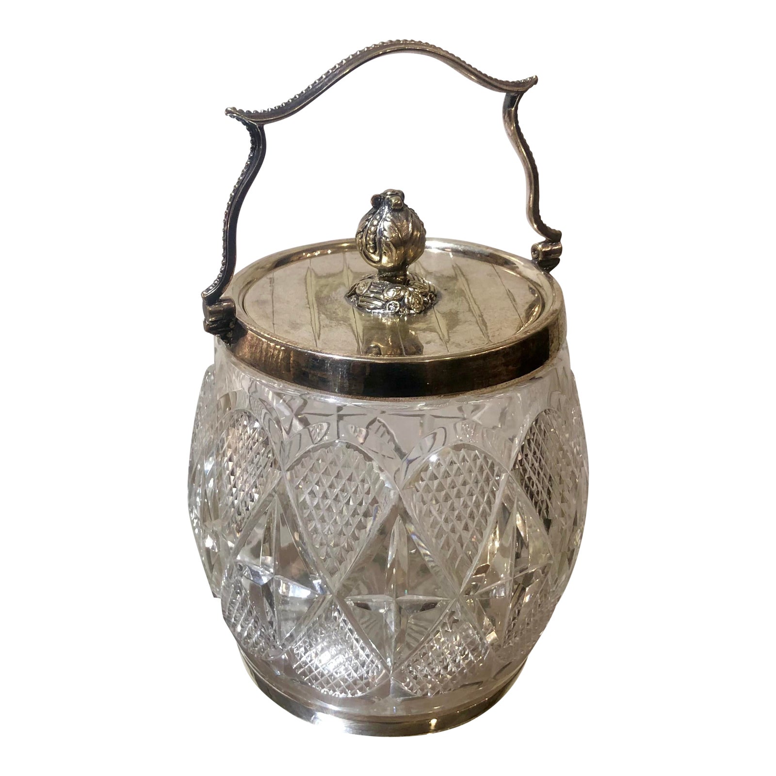 Antique Cut Crystal & Silver Plate English Biscuit Jar Chairish