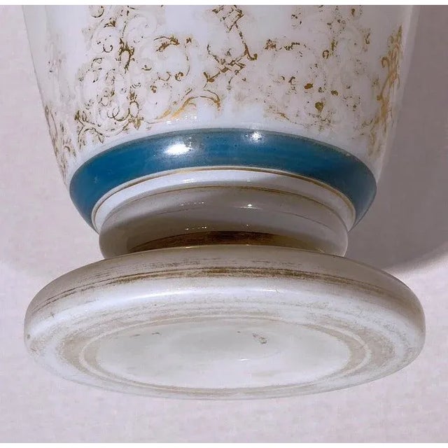 Floral Painted Opaline Glass Vase Attributed to Baccarat For Sale - Image 9 of 13