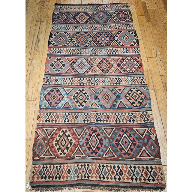 Antique Caucasian Kazak Kilim, Wool Flatweave, Geometric Design, 1890s, 5' x 10' For Sale In Chicago - Image 6 of 14