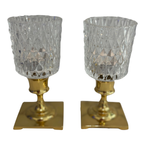 Late 20th Century Brass Candlestick Votives - A Pair