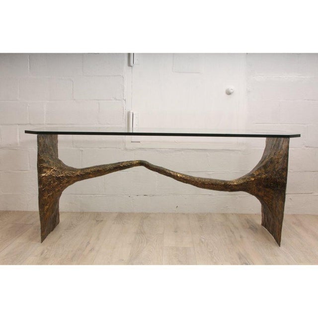 Bronze Vintage Silas Seandel Brutalist Bronze Console Table For Sale - Image 8 of 12
