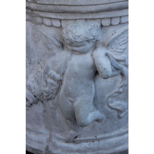 Classical Style Cherub Relief Cast Stone Garden Planter For Sale In Philadelphia - Image 6 of 16