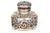 An ornate 19th century Rococò style inkwell consisting of intricate cast silver work mounted over a glass bottle by...