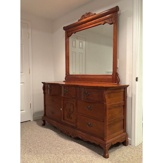 Lexington Furniture 1990s Lexington Victorian Sampler Triple Dresser W/ Landscape Mirror For Sale - Image 4 of 6