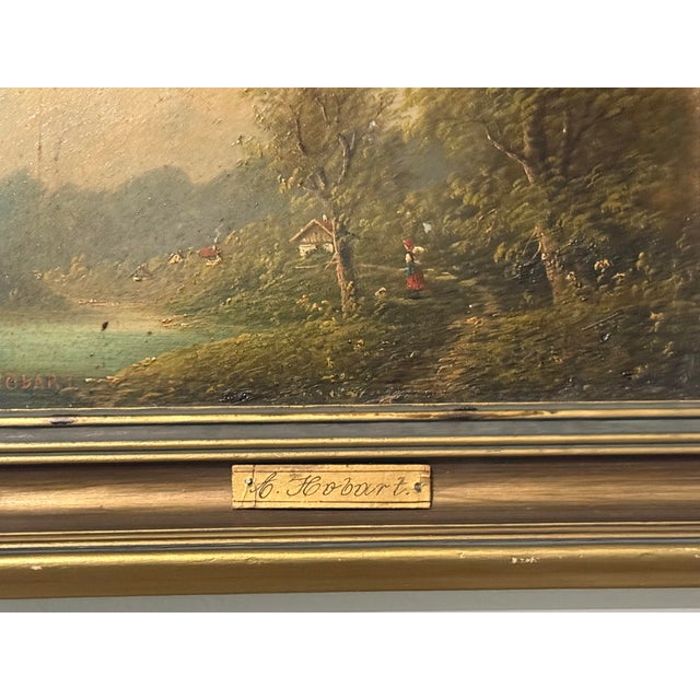 Antique European Landscape Oil Painting by A. Hobart Signed For Sale - Image 9 of 12