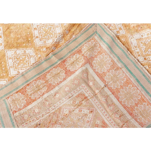 Authentic 1900 Indian Agra Orange Handmade Rug For Sale - Image 4 of 10