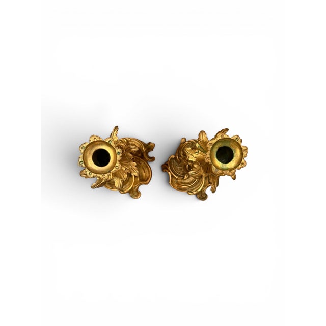 1900 - 1909 Pair of 19th Century French Gilt Bronze Dolphin Candlesticks, Finely Chased For Sale - Image 5 of 5