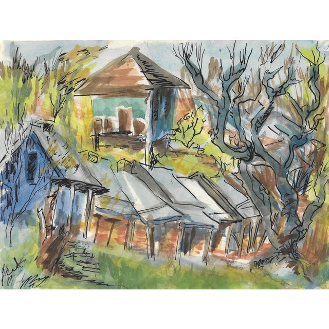 Watercolor on paper, estate stamp on the back. Marianna Van Rossen Hoogendyk (1924-2008) was born in Connecticut to an...