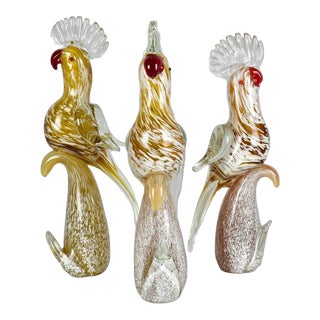 Vintage Murano Glass Parrots - Set of 3 For Sale