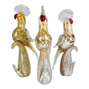 Vintage Murano Glass Parrots - Set of 3