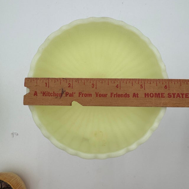 Art Deco Vintage Fenton Rose Compote in Satin Glass Custard Yellow 7.75" For Sale - Image 3 of 9