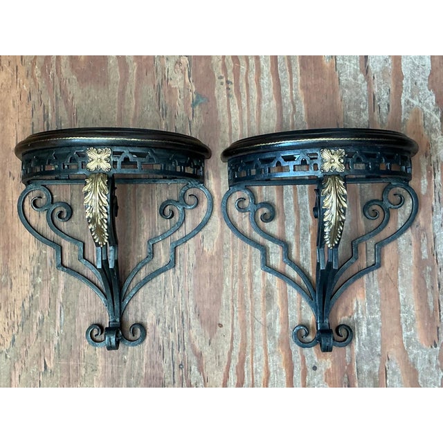 Vintage Maitland Smith Ornate Metal Wall Brackets - Set of 2 For Sale - Image 17 of 18