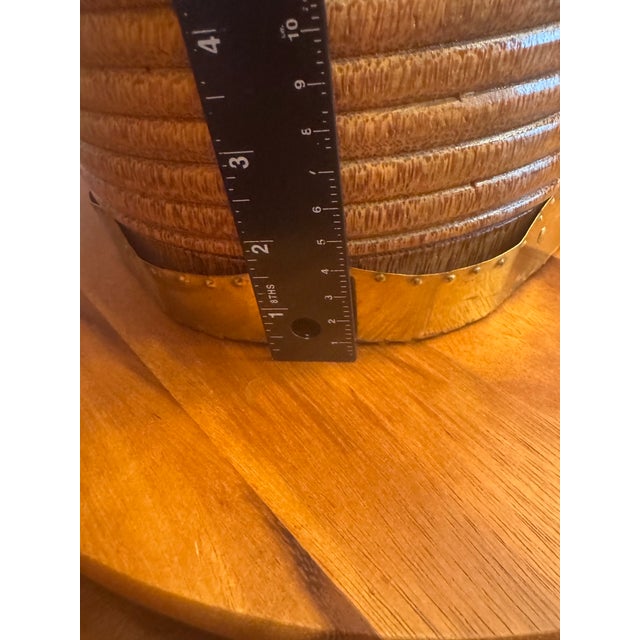 Antique South Indian Wood and Brass Rice Bucket Container, 19th Century For Sale - Image 10 of 12