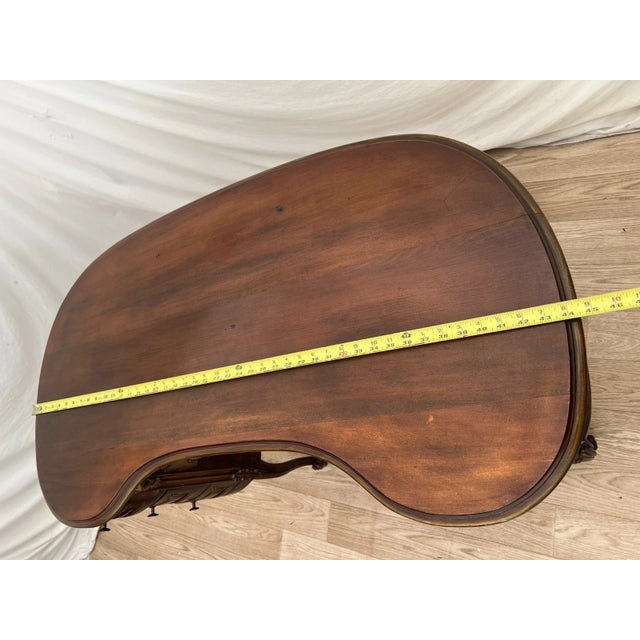 Vintage French Desk Kidney Shaped Vanity Seven Carved Drawers Petite Size For Sale - Image 10 of 12