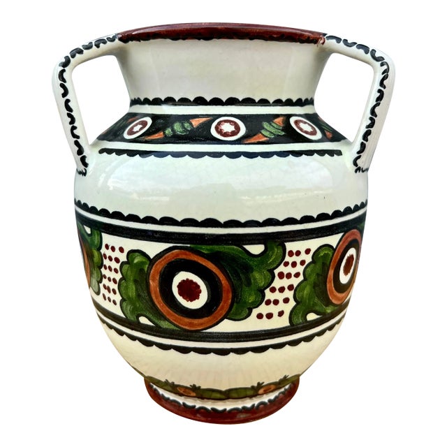 Cala Chile Hand Painted Floral Urn For Sale
