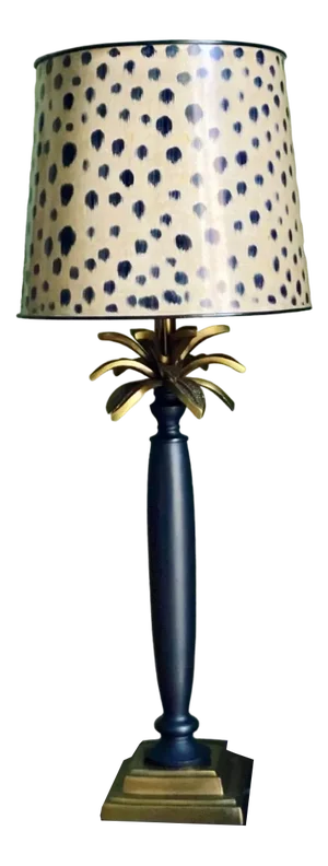 Palm Tree Lamp with Leopard-Print Metal Lampshade by Gand & C. Interiors