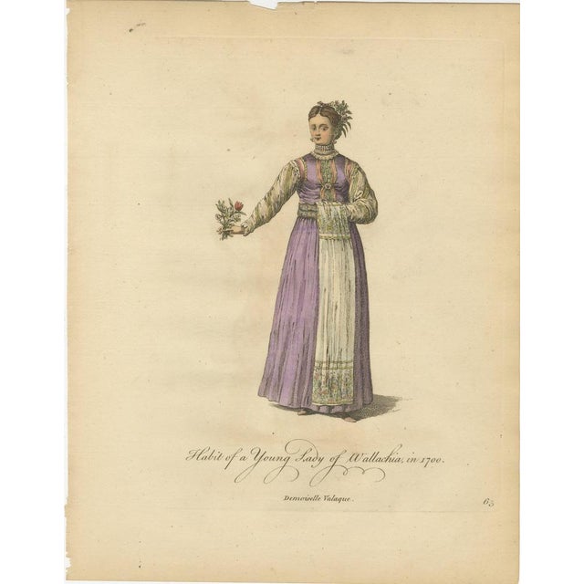 Jefferys, Costume of a Young Lady of Wallachia, Engraving, 1749 For Sale - Image 3 of 9