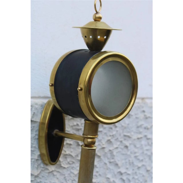 Mid-Century Italian Brass and Black Lacquered Metal Sconces, 1950s, Set of 2 For Sale - Image 6 of 7
