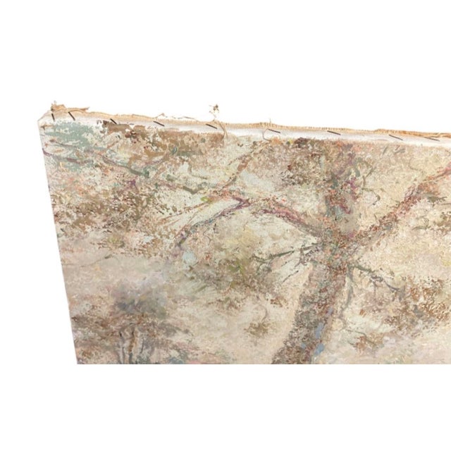 1950s Painting: Woodland Landscape With Centered Tree and Impressive Texture For Sale - Image 4 of 12