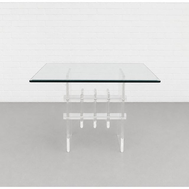 Mid-Century Modern Mid Century Modern Lucite & Glass Coffee | Side Table, C. 1970s For Sale - Image 3 of 13