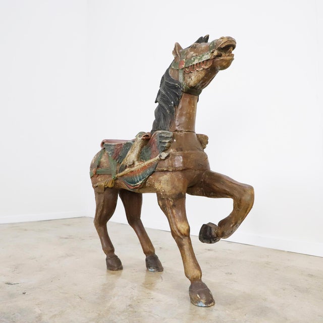 Rare and Antique Mexican Carousel Horse For Sale - Image 9 of 18
