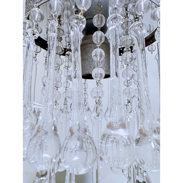 Vintage Crystal Upside Down Waterfall Chandelier With Ornate Silver Rim For Sale - Image 4 of 7