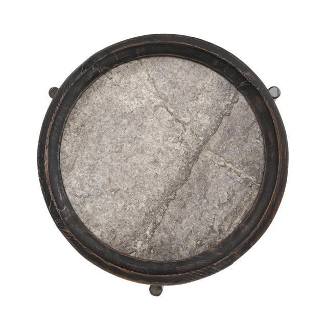 Wood Alpine Marble & Elm Side Table For Sale - Image 7 of 10