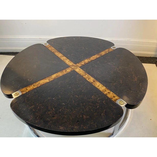 Metal 1970s Gucci Style Modernist Stone, Chrome & Brass Design Coffee Table For Sale - Image 7 of 13