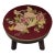 Vintage Needlepoint Footstool, Round Wood, Rustic Farmhouse Folk Art For Sale