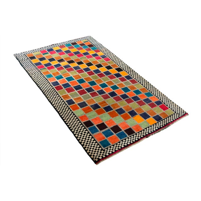 Mid-Century Modern Hand-Knotted Gabbeh Rug For Sale - Image 3 of 10