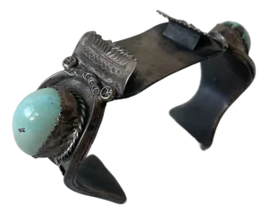 Vintage Native American Sterling Silver and Turquoise Watch Band Cuff Bracelet