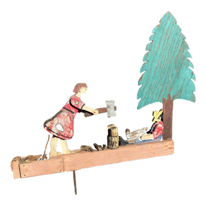 1940's Whirligig Folk Art Woman Wood Chopper