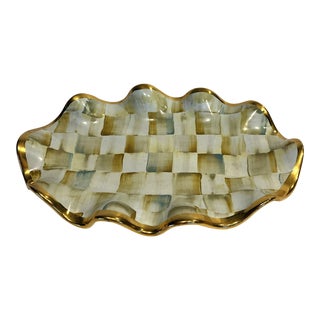 MacKenzie Childs Parchment Check Oval Dish For Sale
