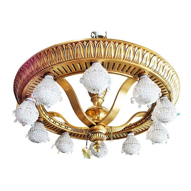 French Bronze Dore' Wheel Chandelier For Sale