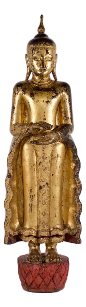 Burmese Artist, Large Standing Buddha in Pātra-Mudrā, 1800s, Wood