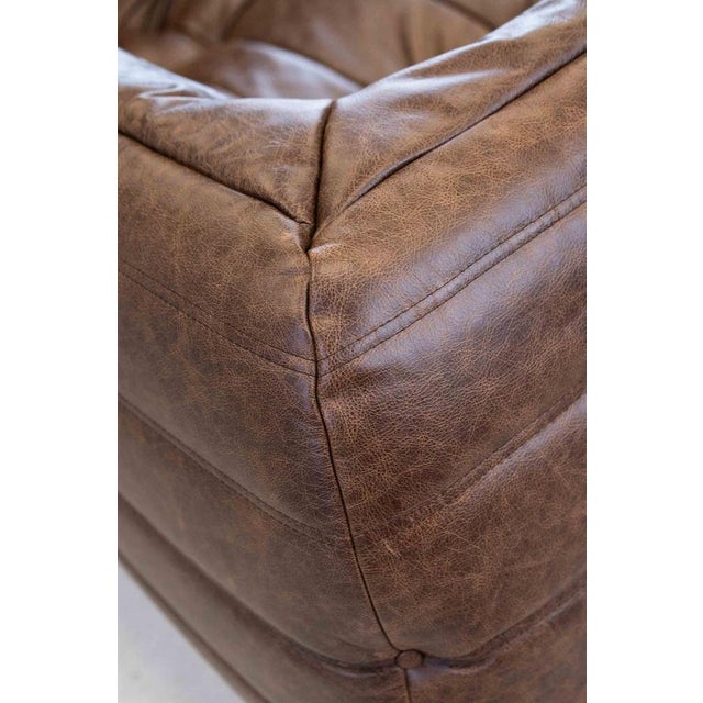 Vintage Two-Seater Togo Sofa with Arms in Brown Leather by Michel Ducaroy for Ligne Roset, 1970s For Sale - Image 17 of 18
