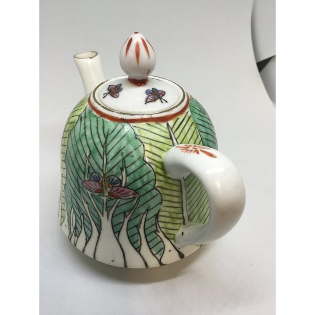 Chinese Porcelain Hand Painted Tobacco Leaf Teapot For Sale - Image 12 of 13