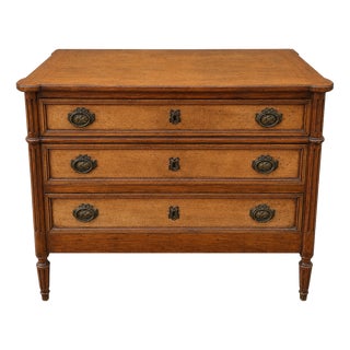 Louis XVI Light Walnut Chest of Drawers with Three Drawers and Fluted Motifs, 1930s For Sale